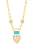 Gold-Tone Turquoise And White Crystal Necklace