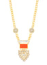Gold-Tone Coral And White Crystal Necklace