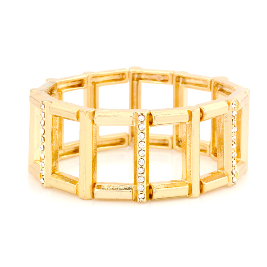 Gold Tone Metal With Small Crystal Bracelets
