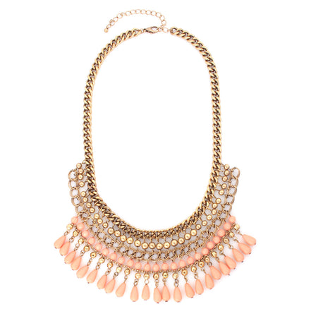 GOLD-CORAL ETHNIC CLEOPATRA NECKLACE  #FW1404838 (SHOWROOM)
