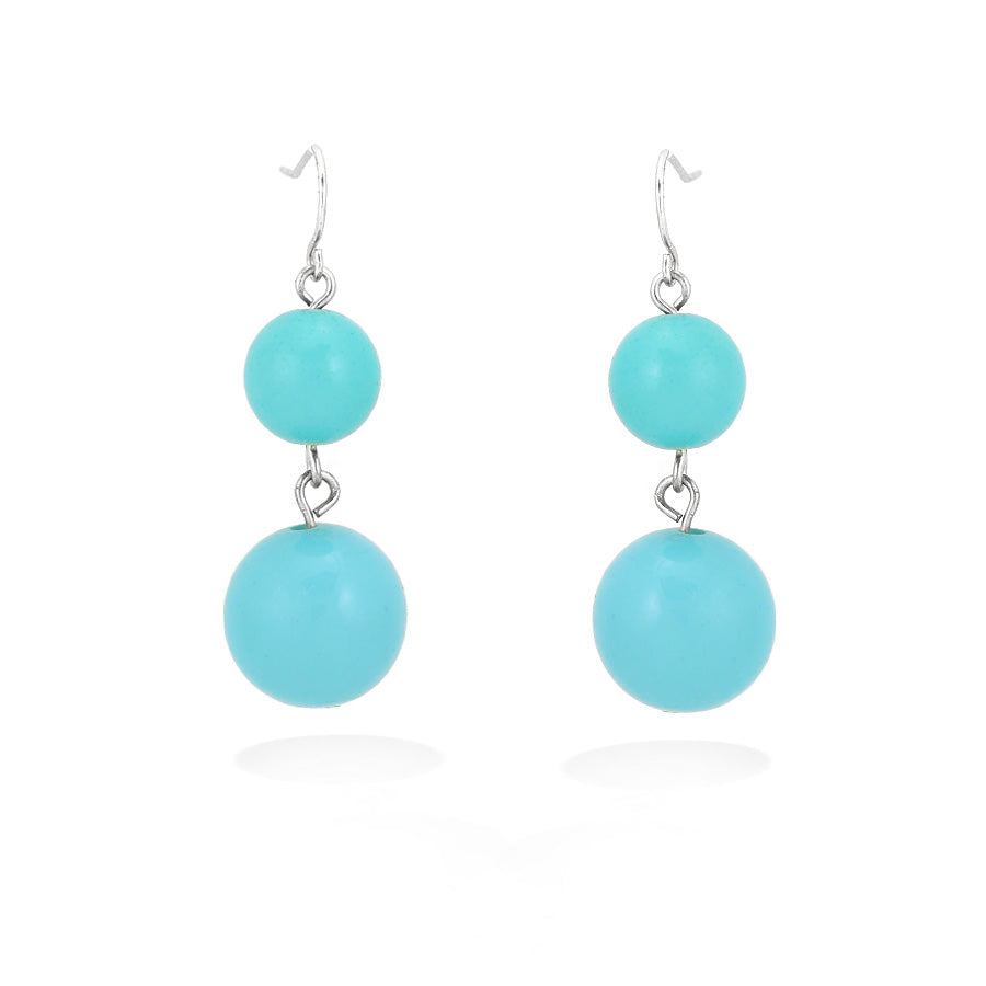 Silver-Tone Turquoise Beads Earrings