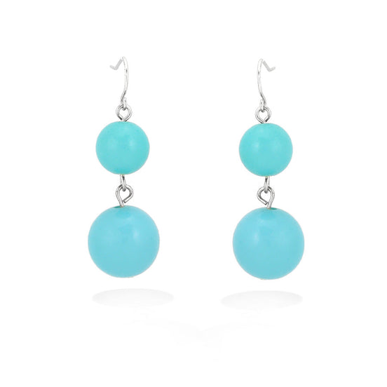 Silver-Tone Turquoise Beads Earrings