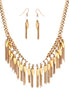 White Beads And Gold Spiked Chain Necklace And Earring Set