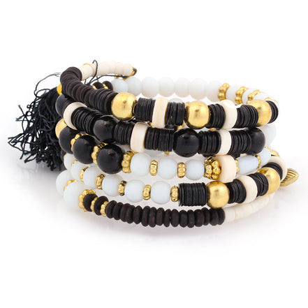 Gold Tone Metal Multicolor Wrap Bracelet