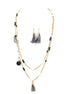 Gold-Tone Black And White Necklace And Earrings Set
