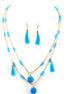 Gold-Tone Turquoise Necklace And Earrings Set