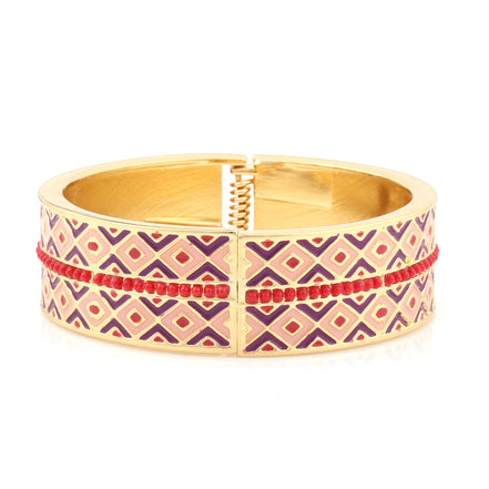 Gold-Tone Enamel Hinged Bracelets