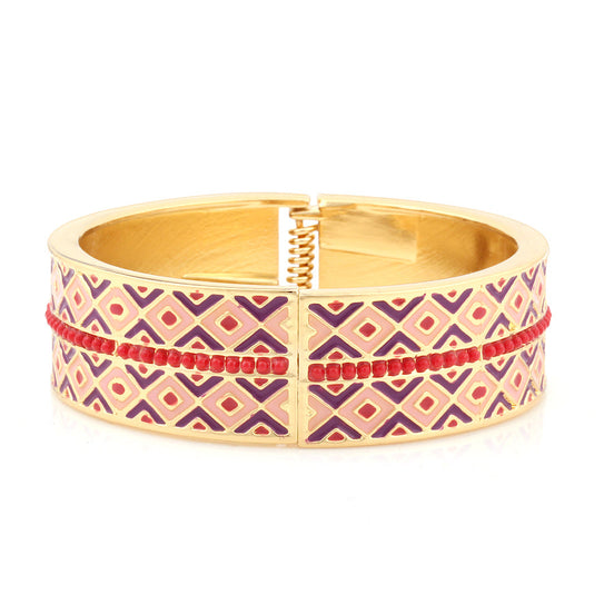 Gold-Tone Enamel Hinged Bracelets