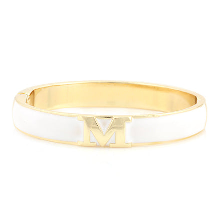 White And Gold "M" Hinged Bracelet