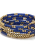 Gold Tone Metal And Blue Wrap Around Bracelets