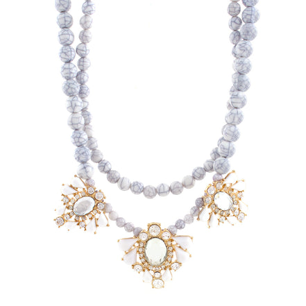 Gold-Tone Crystal And 2 Row Bead Necklace