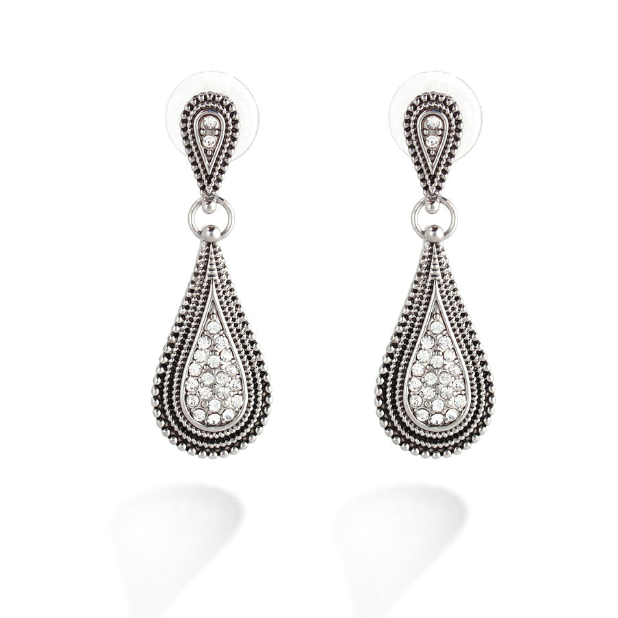 Silver Crystal Drop Shape Earring