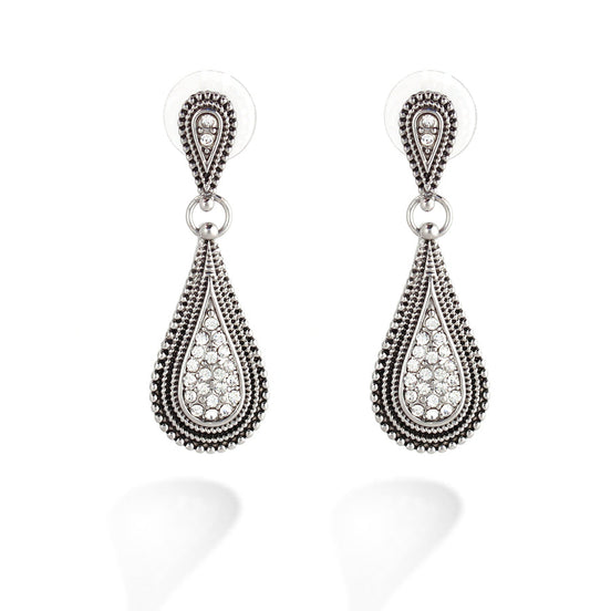Silver Crystal Drop Shape Earring