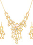 Gold Tone Simulated Pearl And Crystal Flower Necklace 