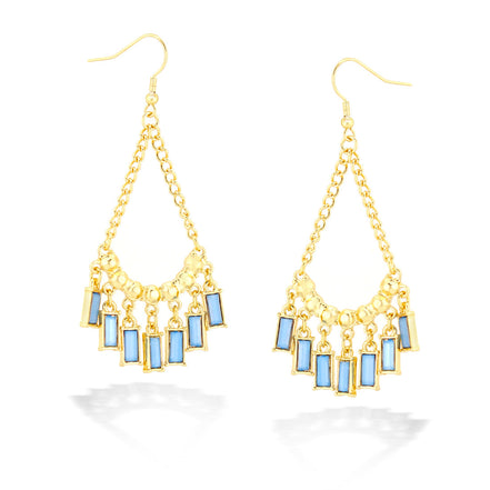Gold Chandelier Earrings With Turquoise Plates