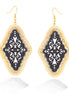 Gold And Black Intricate Diamond Shaped Earrings