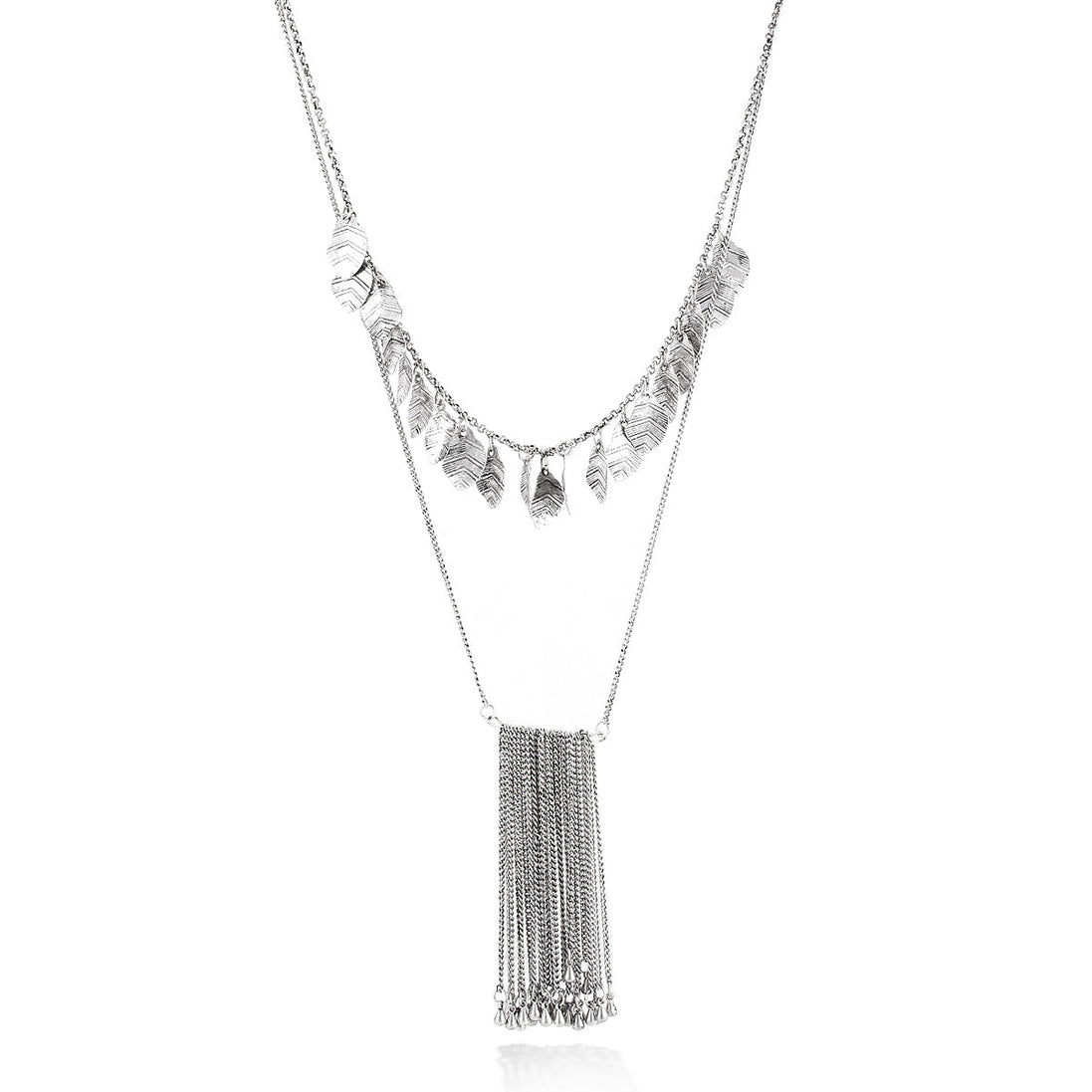 Silver-Tone Metal 2 Row Neckalce