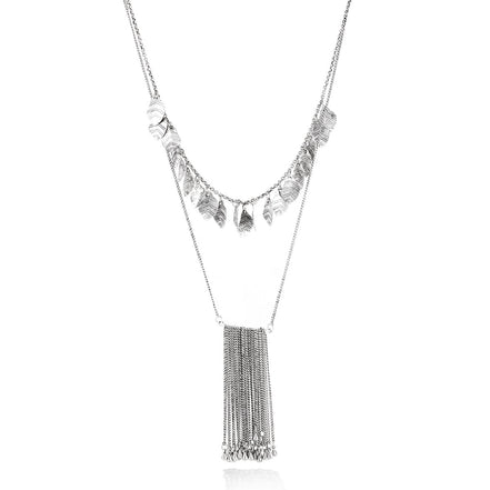 Silver-Tone Metal 2 Row Neckalce