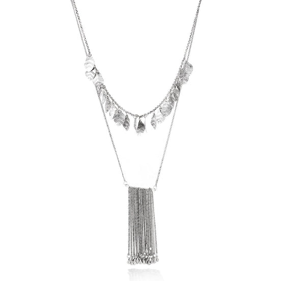 Silver-Tone Metal 2 Row Neckalce