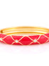 Gold-Tone Red Hinged Bangle With Stones Epoxy Design