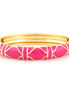 Gold-Tone Fushia Hinged Epoxy Design Bangle 