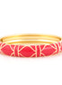 Gold-Tone Fushia Hinged Epoxy Design Bangle 