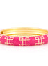 Gold-Tone Fushia Hinged  Epoxy Design Bangle 