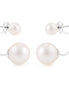 Silver-Tone Metal White Pearl Hoop Earrings