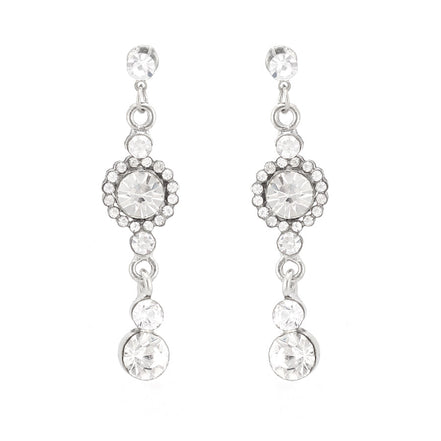Silver Tone Crystal Earrings