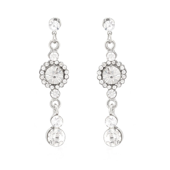 Silver Tone Crystal Earrings