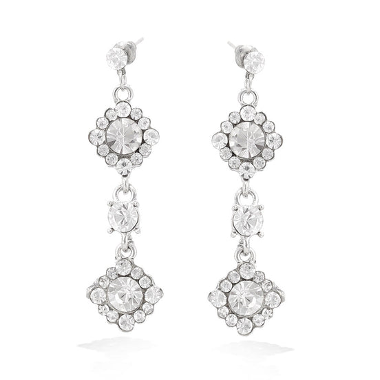 Silver Tone Crystal Earrings