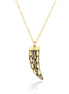 Gold-Tone Black And Cream Horn Pendant Long Necklace