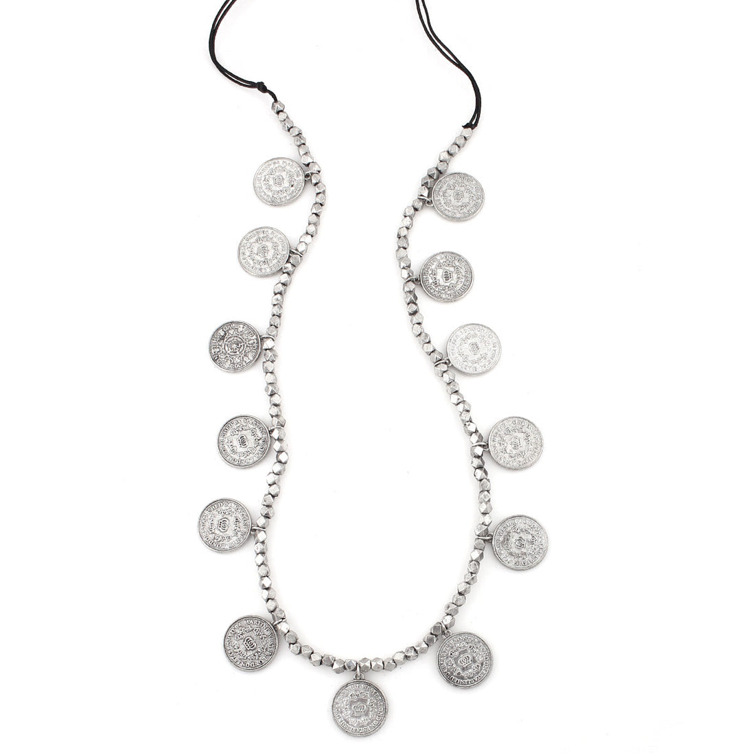 Rhodium-Tone Metal Coin Necklace