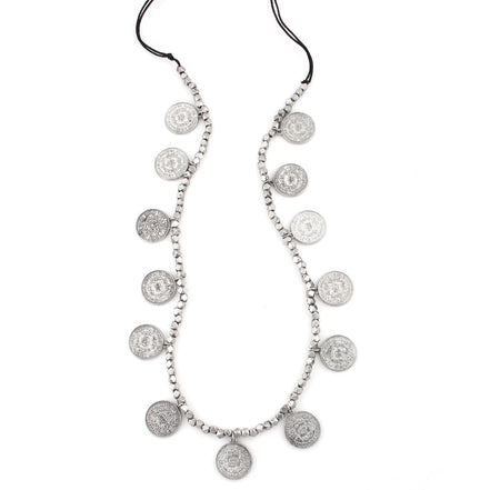 Rhodium-Tone Metal Coin Necklace