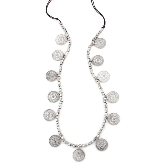 Rhodium-Tone Metal Coin Necklace