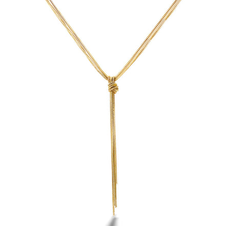 Gold-Tone Three Row Chain Long Necklace