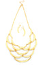 Gold-Tone Metalshiny Necklace And Earring Set