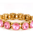 Gold-Tone Metal Pink Crystal Stretch Bracelets