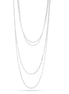 Silver-Tone White Crystal Long Chain Necklace