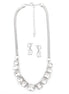 Silver-Tone White Crystal Necklace And Earring Set