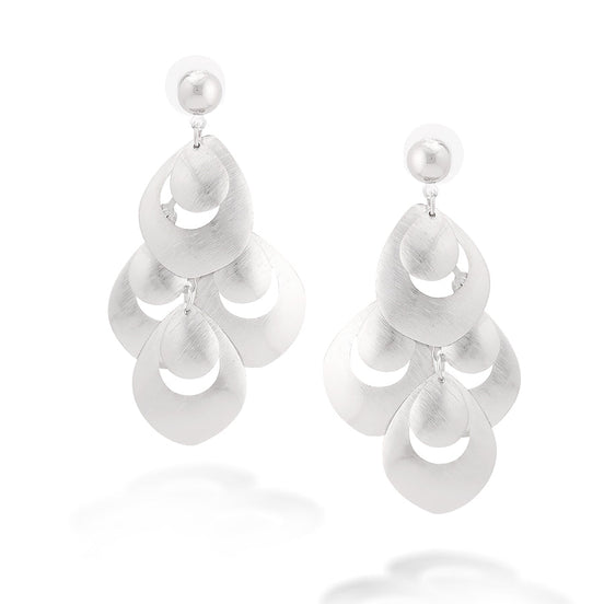 Silver-Tone Matt Teardrop Shape Earrings
