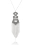 Silver-Tone Metal Long Chain Tassel Necklace