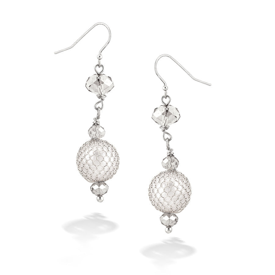 Silver-Tone Metal Crystal Earrings