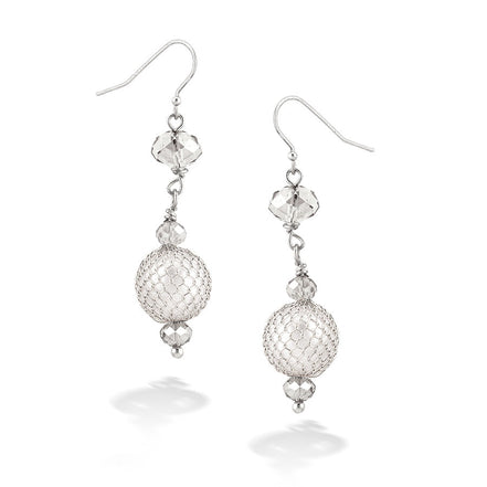 Silver-Tone Metal Crystal Earrings