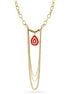Taza-Gold-Tone Metal Coral Enamel Pendant Tassel Necklace