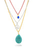 Gold Matte Finished Cross Turquoise Beads Necklace