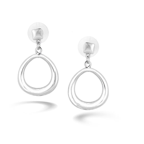 Silver Tone-Metal Teardrop Stud Earrings