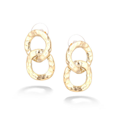 Gold-Tone Metal Round Hammered Earrings