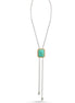 Two Tone Rectangle Turquoise Pendant Tassel Necklace