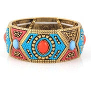 Gold-Tone Metal Mult Icolor Stretch Bracelets